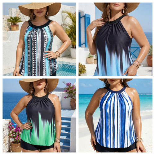 Damen Tankini mit seitlichem Rüschen-Design und figurumspielendem Schnitt EB