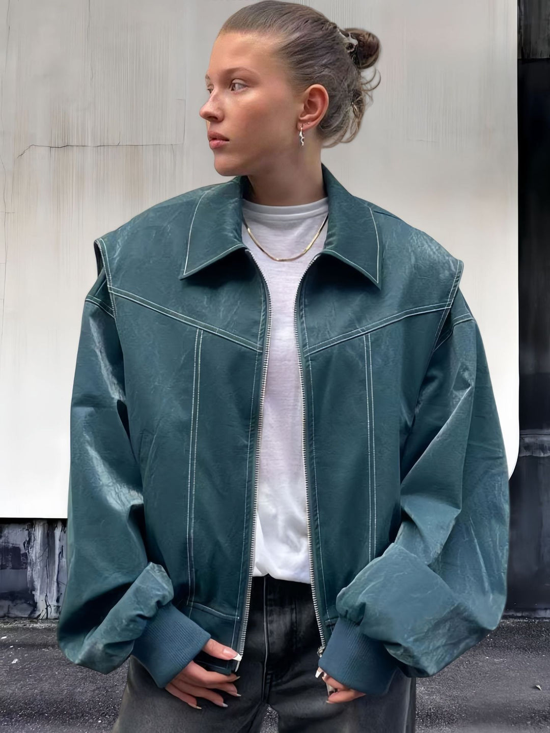 Damen lässige Oversized-Bomberjacke EB