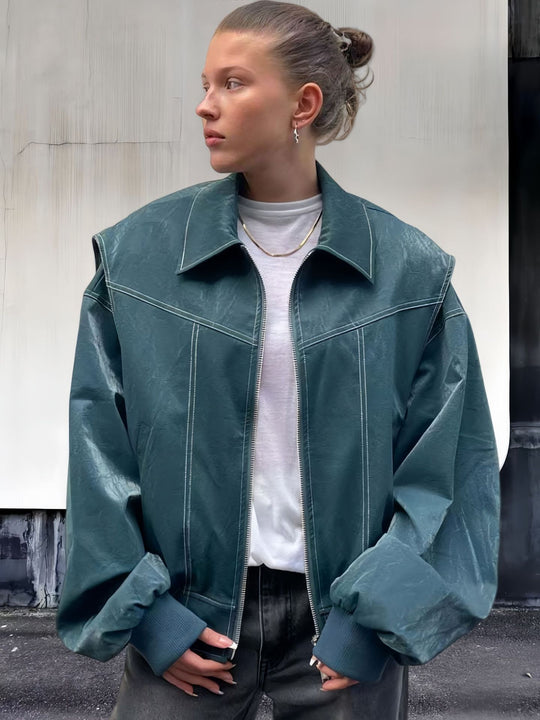 Damen lässige Oversized-Bomberjacke EB