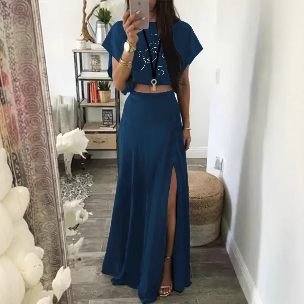 Damen Zweiteiliges Set mit Crop-Top und Maxirock EB