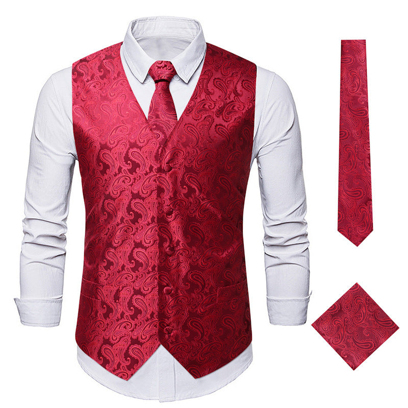 Herren elegante Anzugweste mit eleganten Paisley-Muster und passendem Zubehör EB