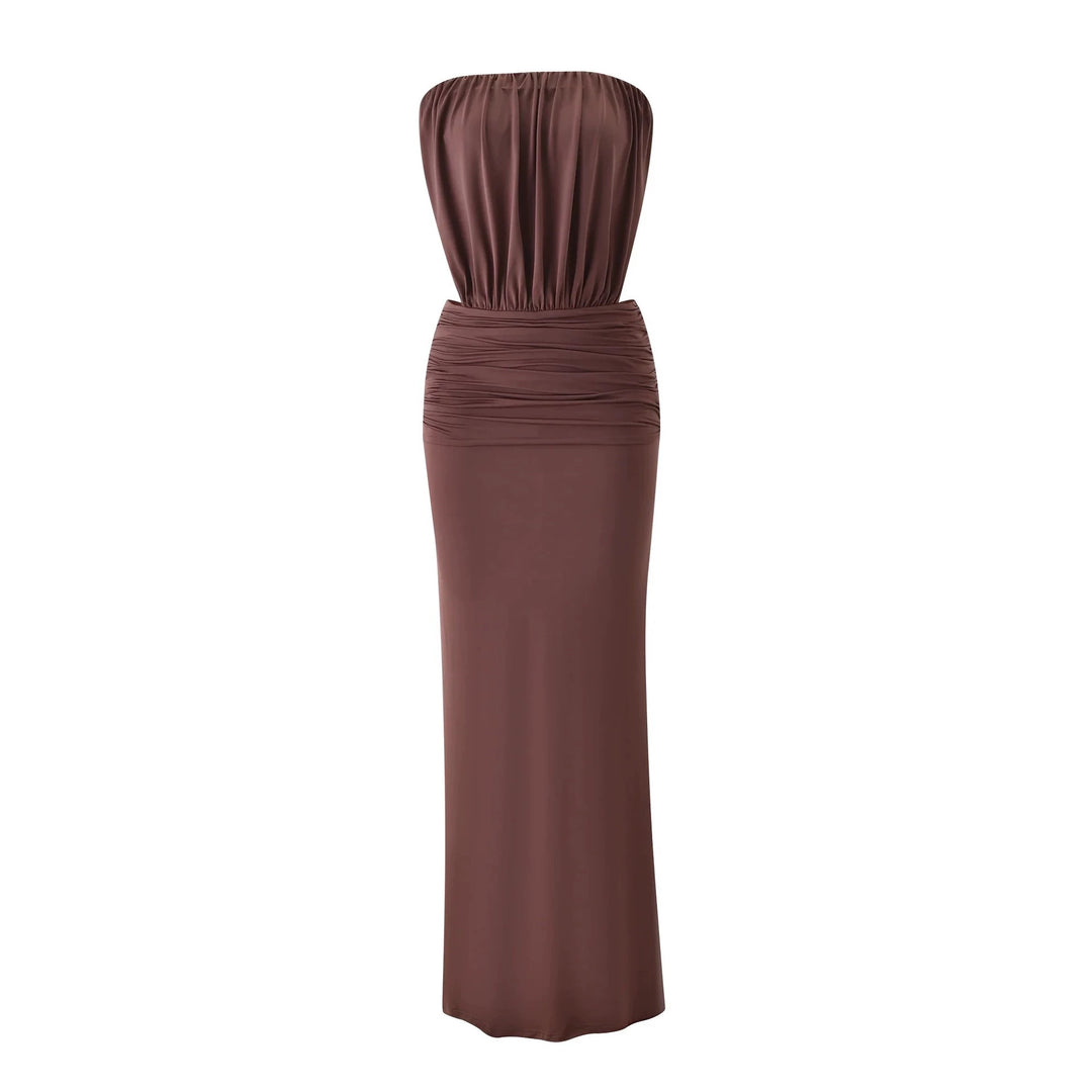 Damen Langes, figurbetontes Maxikleid mit gerafftem Oberteil EB