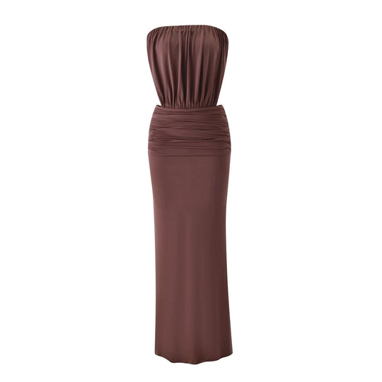 Damen Langes, figurbetontes Maxikleid mit gerafftem Oberteil EB