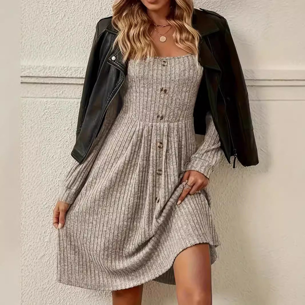 Damen Strickkleid mit Knopfleiste EB