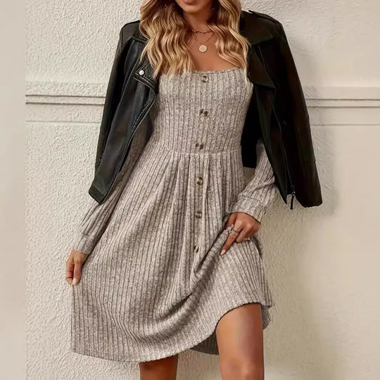 Damen Strickkleid mit Knopfleiste EB