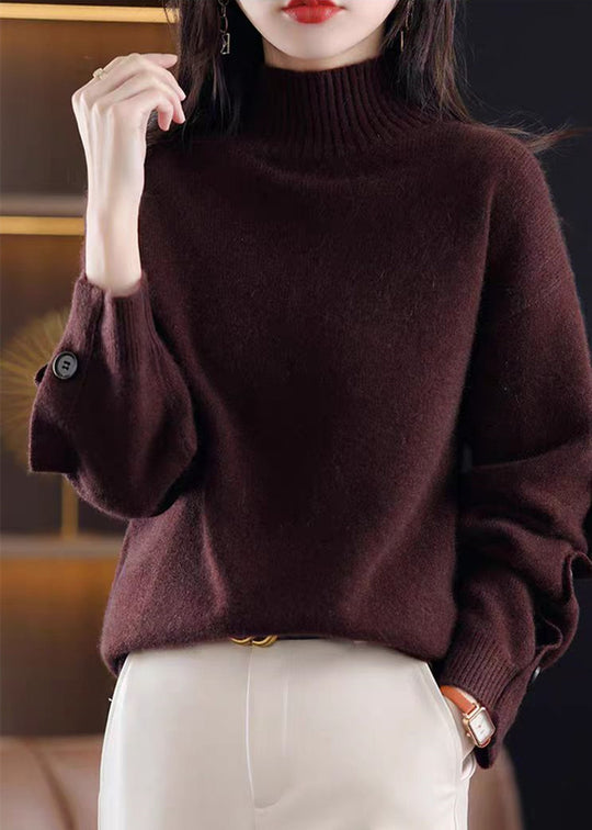 Damen Eleganter Rollkragenpullover mit Knopfdetails und weichem Material EB