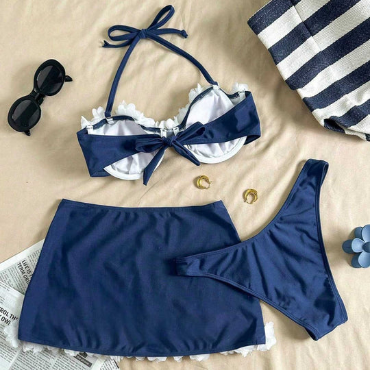 Damen Bikini mit femininem Blumenapplikationen EB