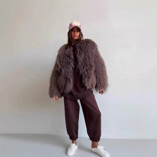 Damen Fleece-Überzieher im trendigen Bouclé-Stil EB