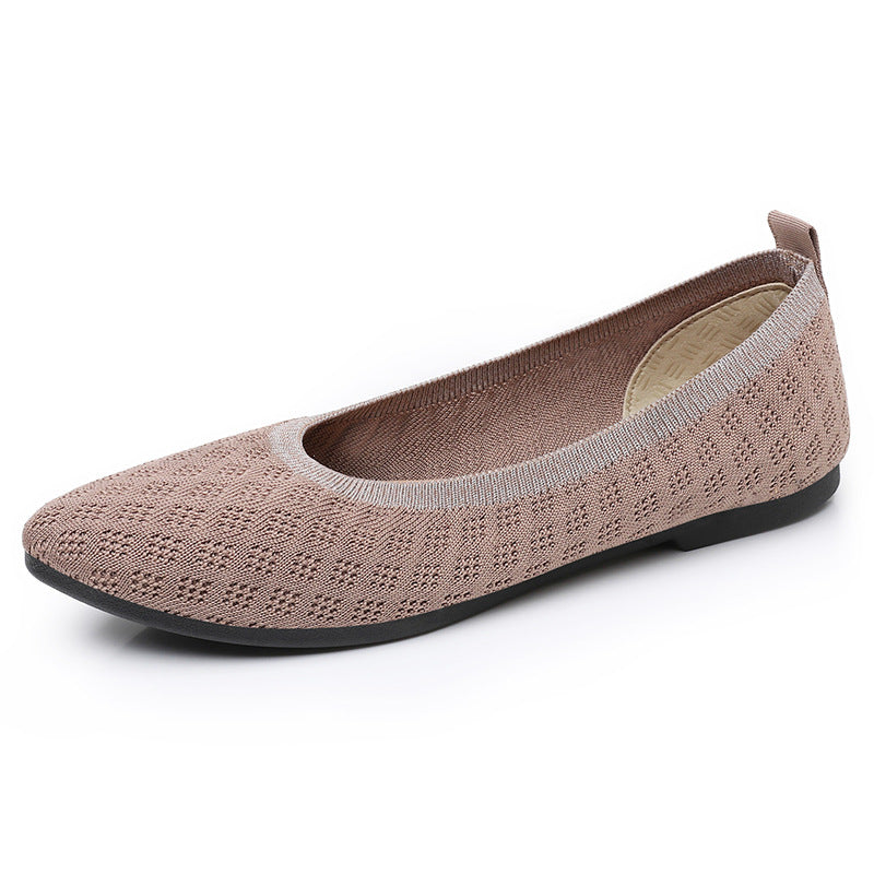 Damen atmungsaktive und elegante Ballerinas mit flexiblem Strickdesign EB