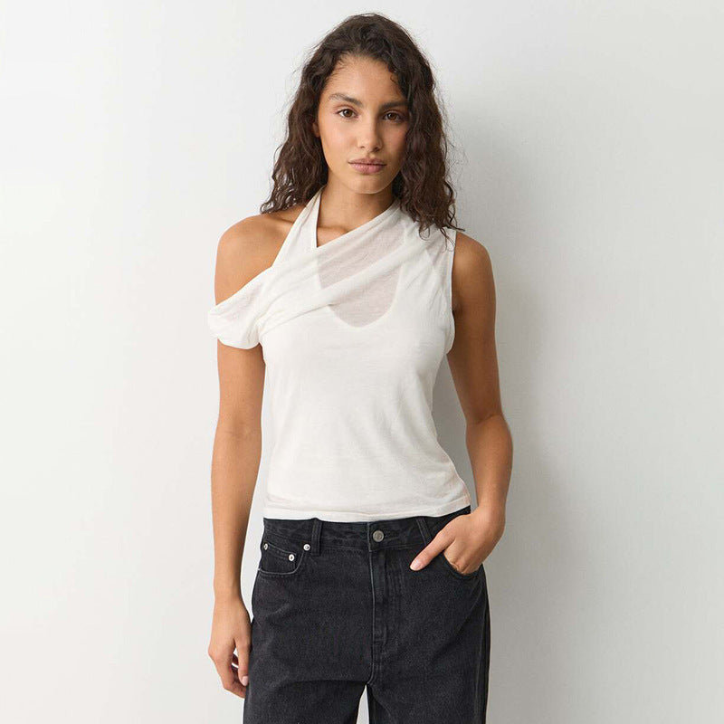 Damen Raffiniertes Wickeloberteil mit asymmetrischem Schnitt EB