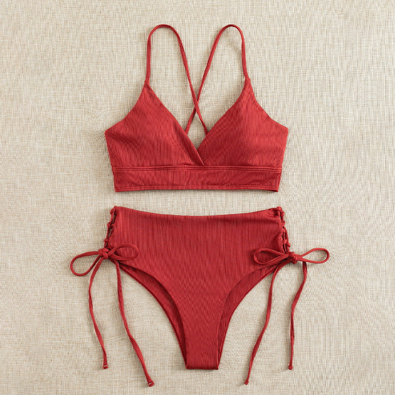 Damen Triangel-Bikini mit raffinierten Kordeldetails EB