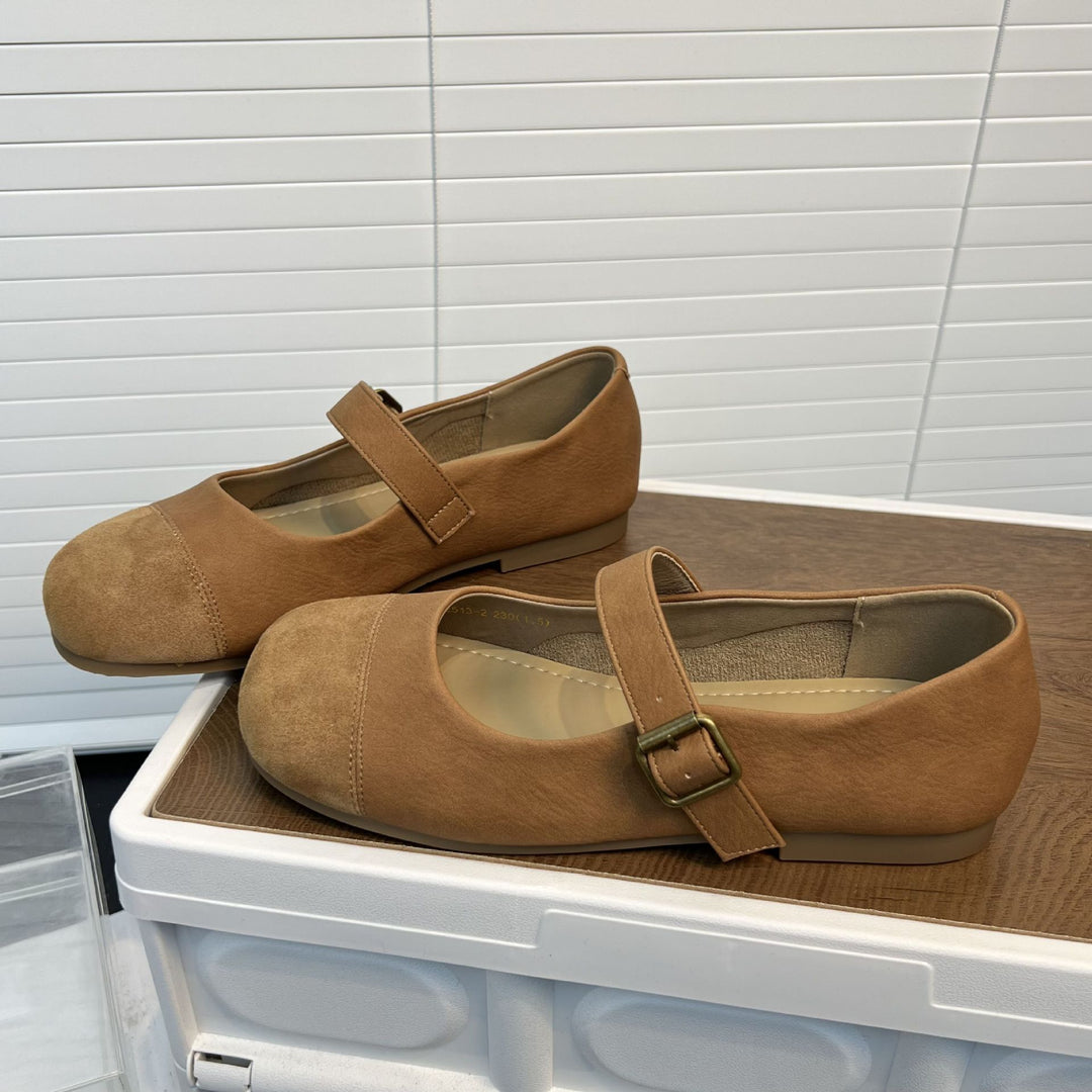 Damen klassische Ballerinas mit verstellbarem Riemen und bequemer Innensohle EB