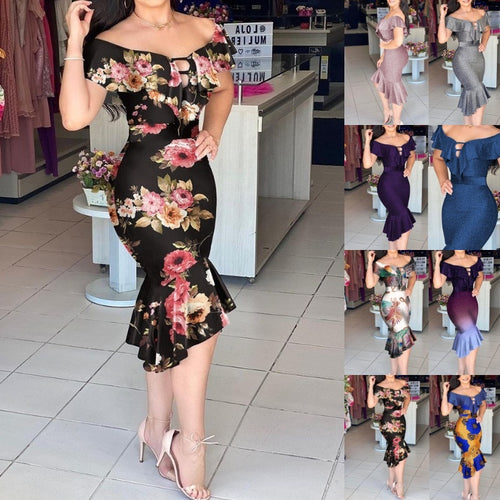 Damen Glitzerndes Midi-Kleid mit Rüschen und Schlitz EB