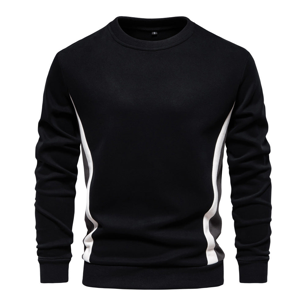 Herren nan Rundhals-Sweatshirt aus Baumwollmix mit seitlicher Kontrastpaspel und schmaler Silhouette EB