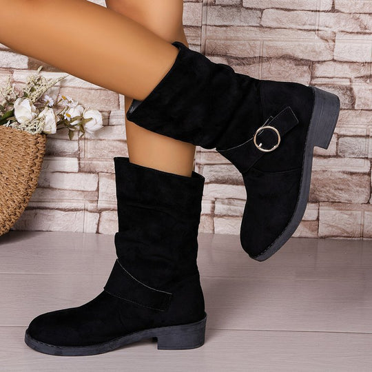 Damen Stiefeletten mit modischem Schnallenakzent und komfortablem Schaft EB