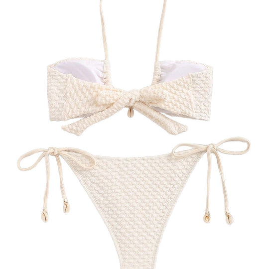 Damen Bandeau-Bikini mit elastischen Bindebändern EB