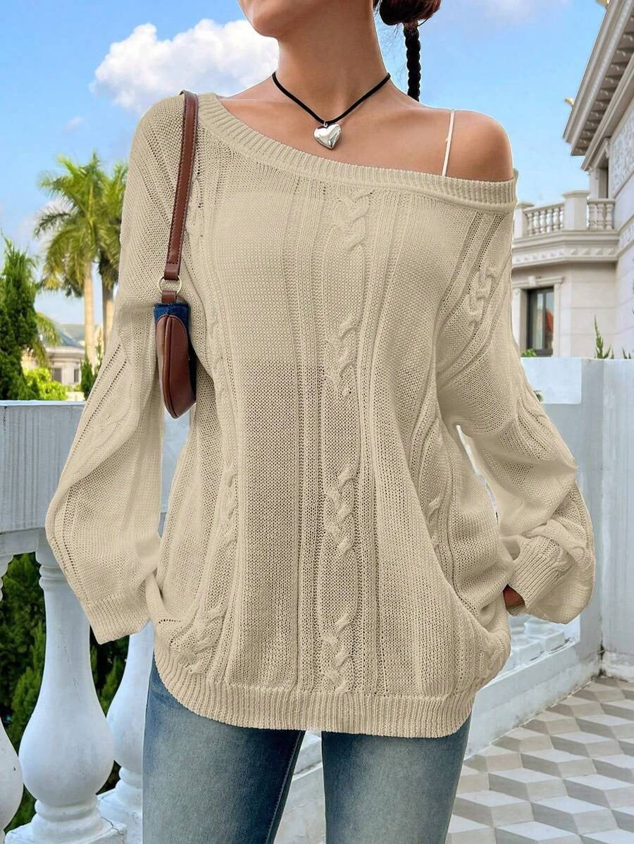 Damen Strickpullover mit asynchronem Schnitt und lockerem Fall EB