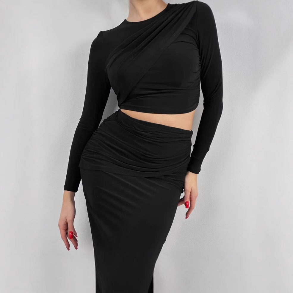 Damen Elegantes Wickelkleid mit langen Ärmeln und figurbetontem Schnitt EB