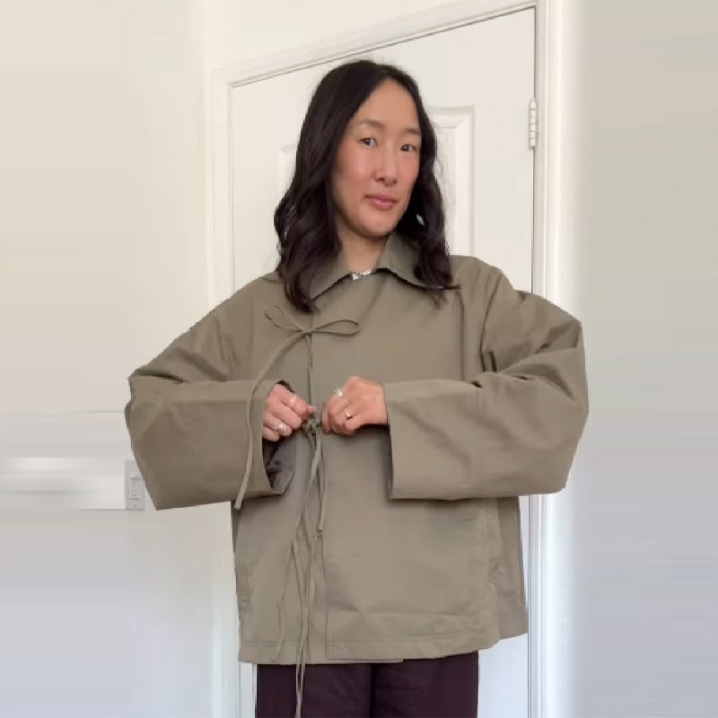 Damen Freizeitjacke mit modernen Bindegurten und lässigem Schnitt EB