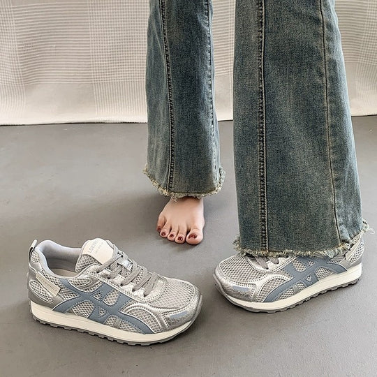 Damen Sportliche Mesh Sneakers mit atmungsaktiver Oberflächenstruktur und rutschfester Sohle EB