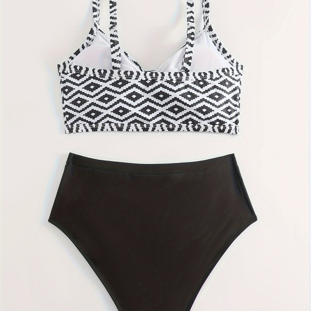 Damen Hochgeschnittener Bikini mit floralen Akzenten und raffinierten Details EB