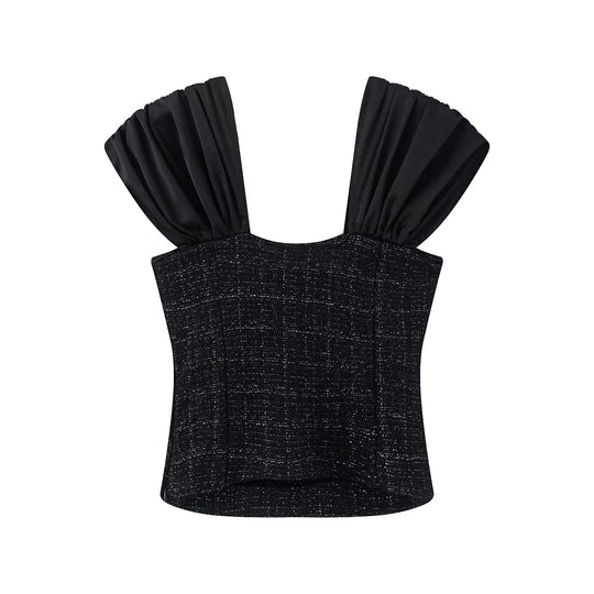 Damen Wickelbluse mit voluminösen Puffärmeln und dekorativen Knopfdetails EB