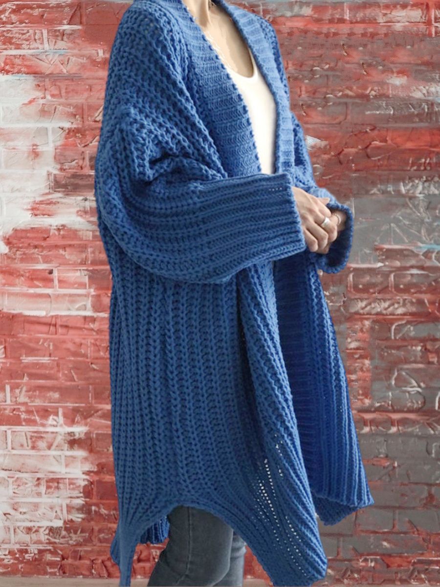 Damen Großer Strickcardigan mit offenem Schnitt und breiten Ärmeln EB