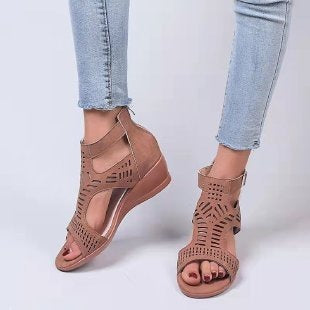 Damen Wedge-Sandalen mit modischem Cut-Out-Design und rutschfester Sohle EB