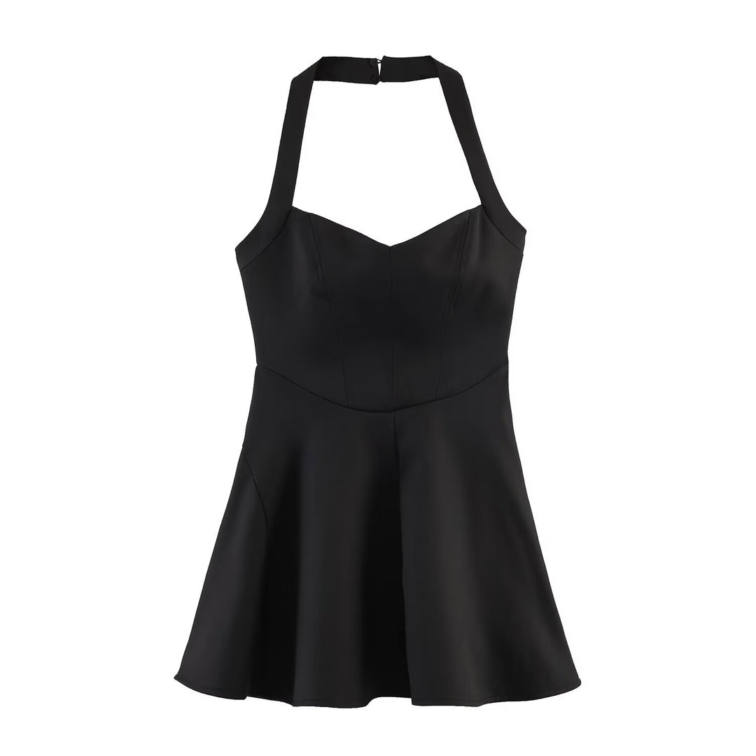 Damen A-Linien Kleid mit Halterneck und figurbetonter Silhouette EB