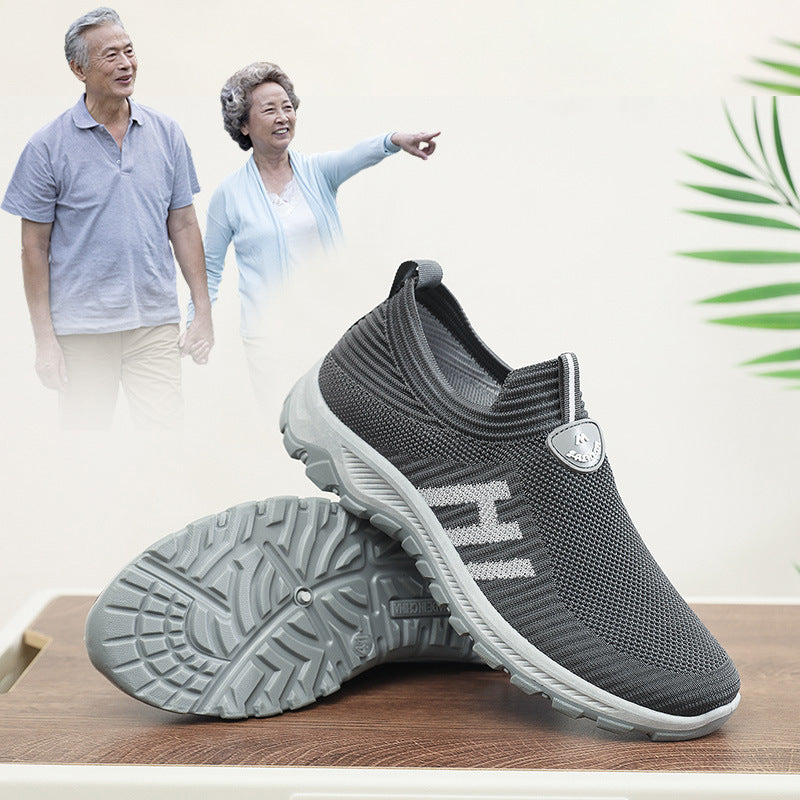 Damen Bequeme Slip-On Laufschuhe mit atmungsaktiver Strickoberfläche EB