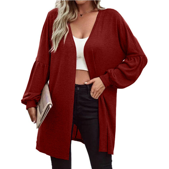 Damen Oversize Cardigan mit eleganten Puffärmeln EB