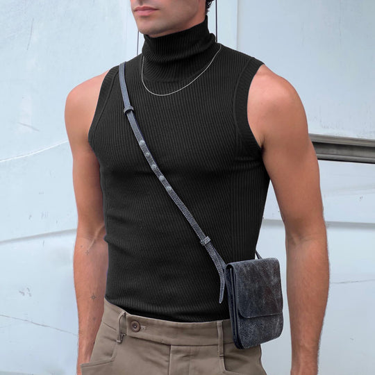 Damen ärmelloses Sporttop mit hochziehbarem Kragen EB