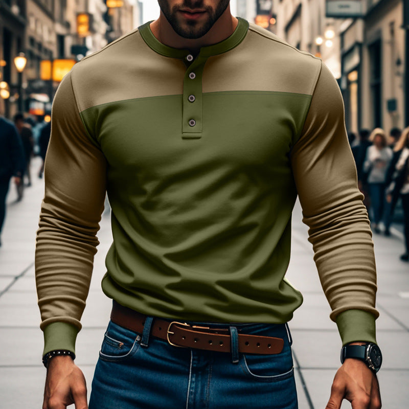 Herren nan funktionales Henley-Langarmshirt mit Raglanärmeln, verstärkter Knopfleiste und tailliertem Schnitt EB