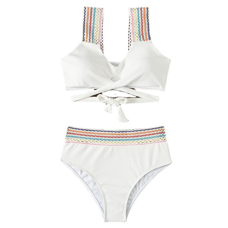 Damen Hochtaillierter Bikini mit stylischem Wickel-Design EB