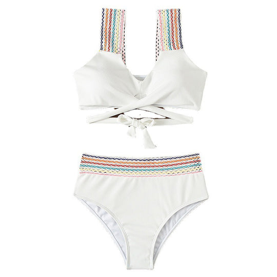 Damen Hochtaillierter Bikini mit stylischem Wickel-Design EB