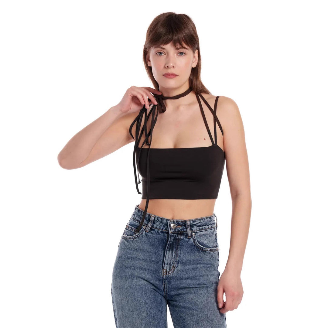 Damen Crop-Top mit schmalen Trägern und innovativem Schnitt EB