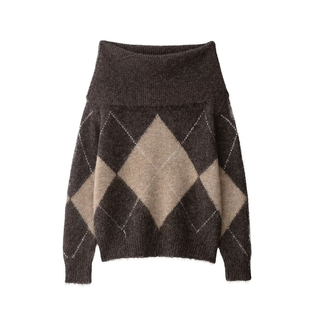 Damen Kuscheliger Pullover mit modernem Rautenmuster EB