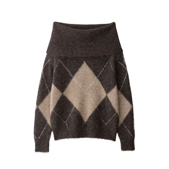Damen Kuscheliger Pullover mit modernem Rautenmuster EB