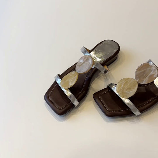 Damen elegante Flip-Flops mit dekorativen Perlenapplikationen EB