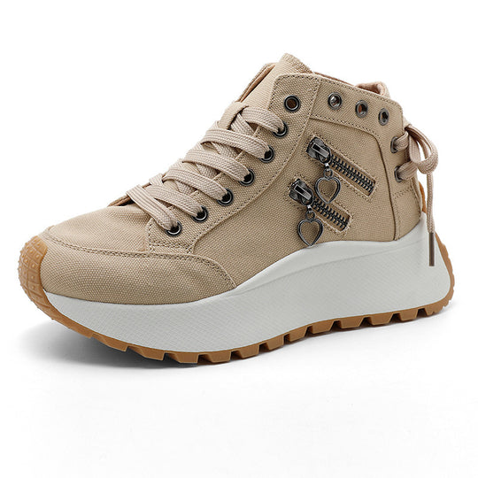 Damen High-Top Sneakers mit modischen Reißverschlussdetails und dämpfender Laufsohle EB