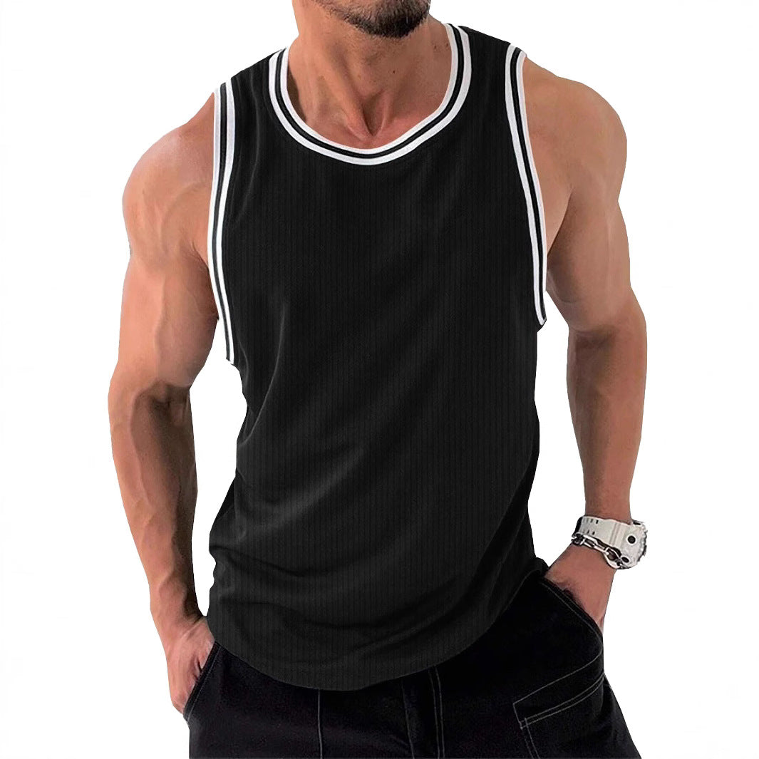 Herren Sportliches ärmelloses Tanktop mit atmungsaktivem Material und modernem Rippendesign EB
