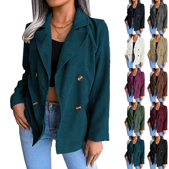 Damen Cord-Jacke mit doppelter Knopfleiste und modernem Schnitt EB