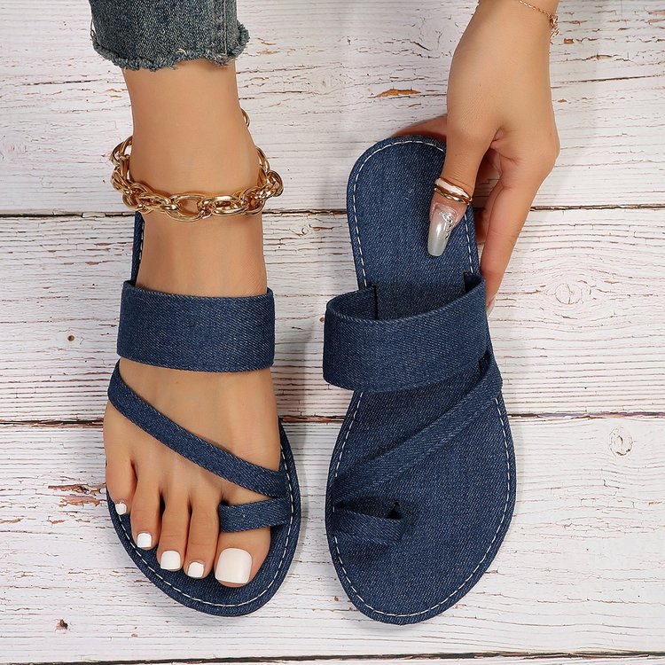 Damen lässige Slide-Pantoletten aus Denim EB
