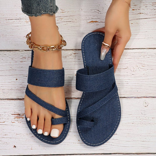 Damen lässige Slide-Pantoletten aus Denim EB