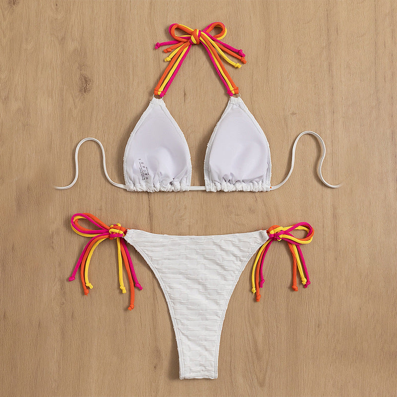 Damen Triangel-Bikini mit verspielten Bindedetails EB