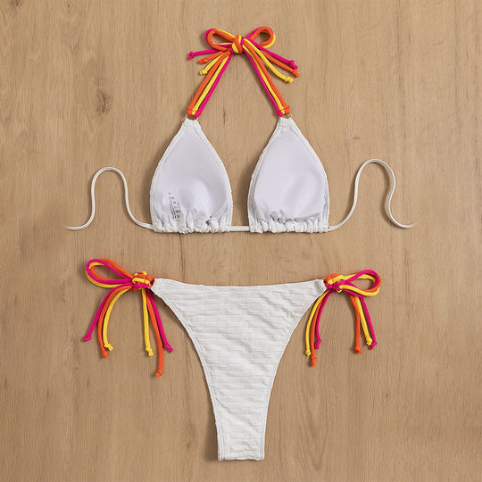 Damen Triangel-Bikini mit verspielten Bindedetails EB