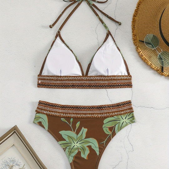 Damen Triangel-Bikini mit floralem Muster und komfortablem Tragekomfort EB
