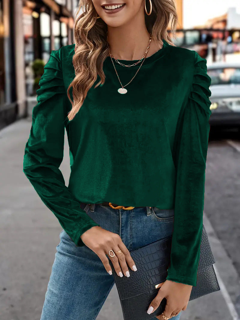Damen Elegantes Langarmshirt mit Raffungen EB