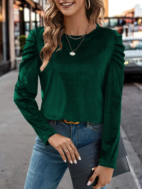 Damen Elegantes Langarmshirt mit Raffungen EB
