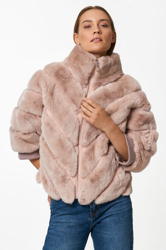 Damen Kuschelige Kunstpelzjacke mit Steppdesign EB